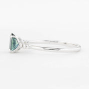 Estel Fleur Four Prongs Ring 0.83ct Blue Green Montana Sapphire, 14K White Gold (One of a kind)