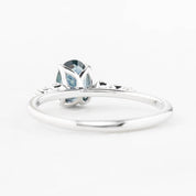 Estel Fleur Four Prongs Ring 0.83ct Blue Green Montana Sapphire, 14K White Gold (One of a kind)