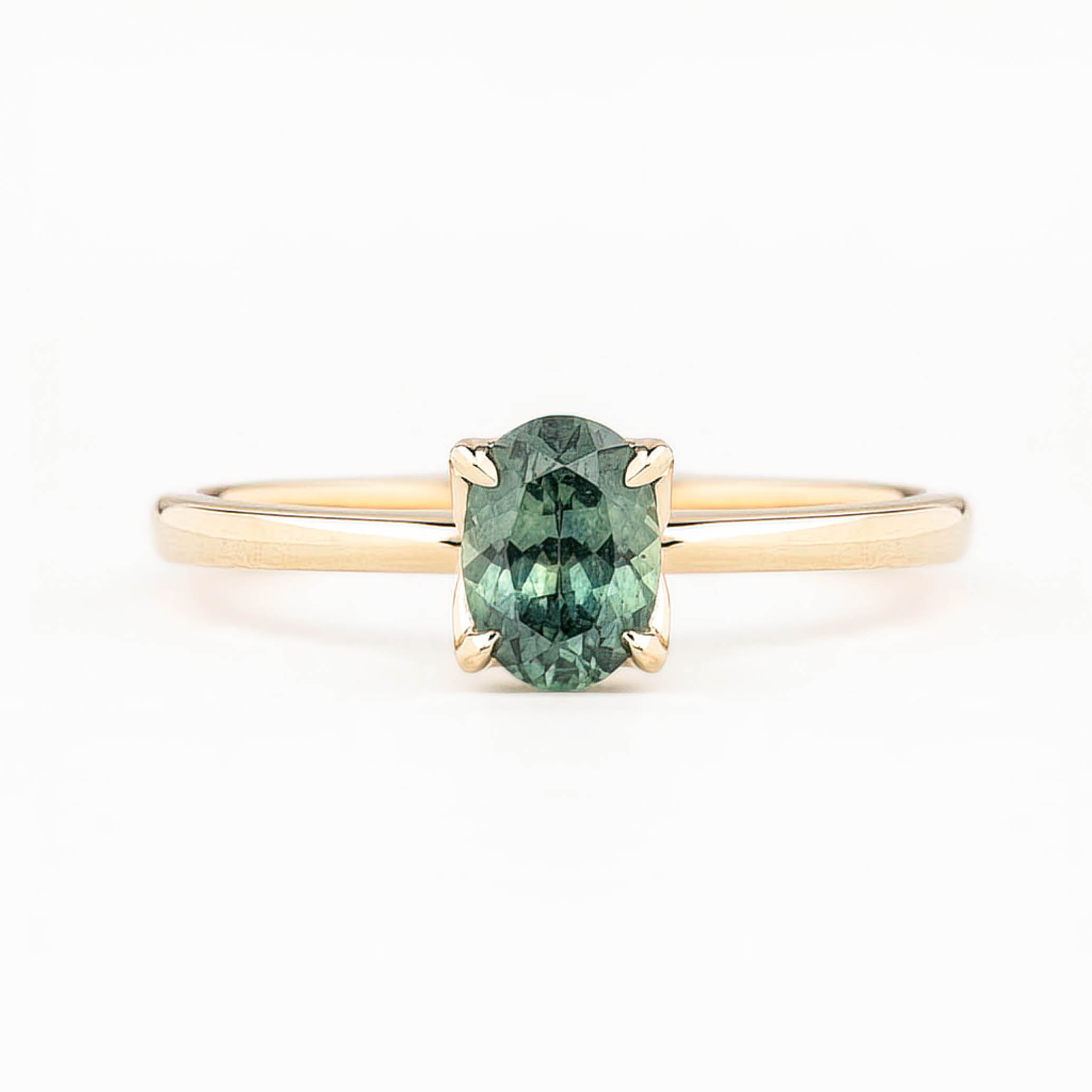 Sara Ring 0.89ct Green Montana Sapphire, 14K Yellow Gold (One of a kind)