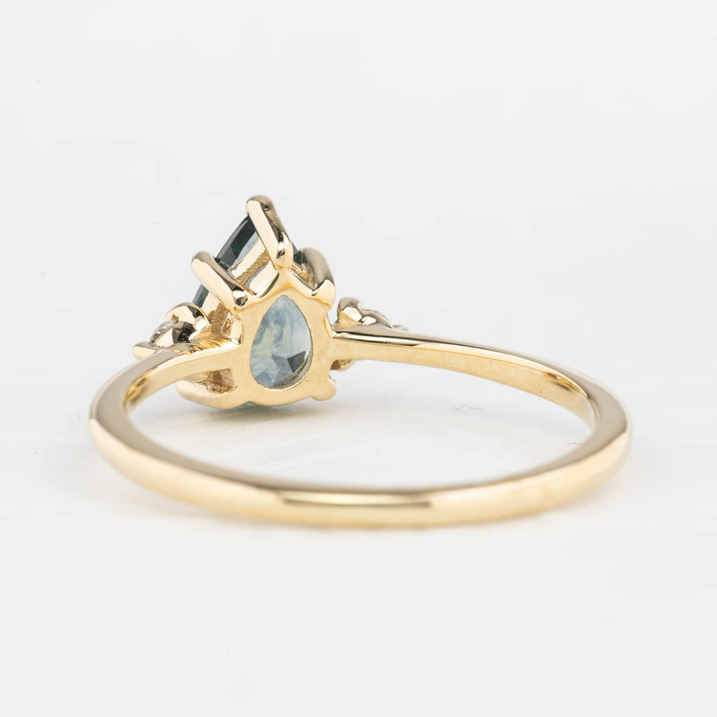 Emilie Ring 0.97ct Green Montana Sapphire, 14K Yellow Gold (One of a kind)