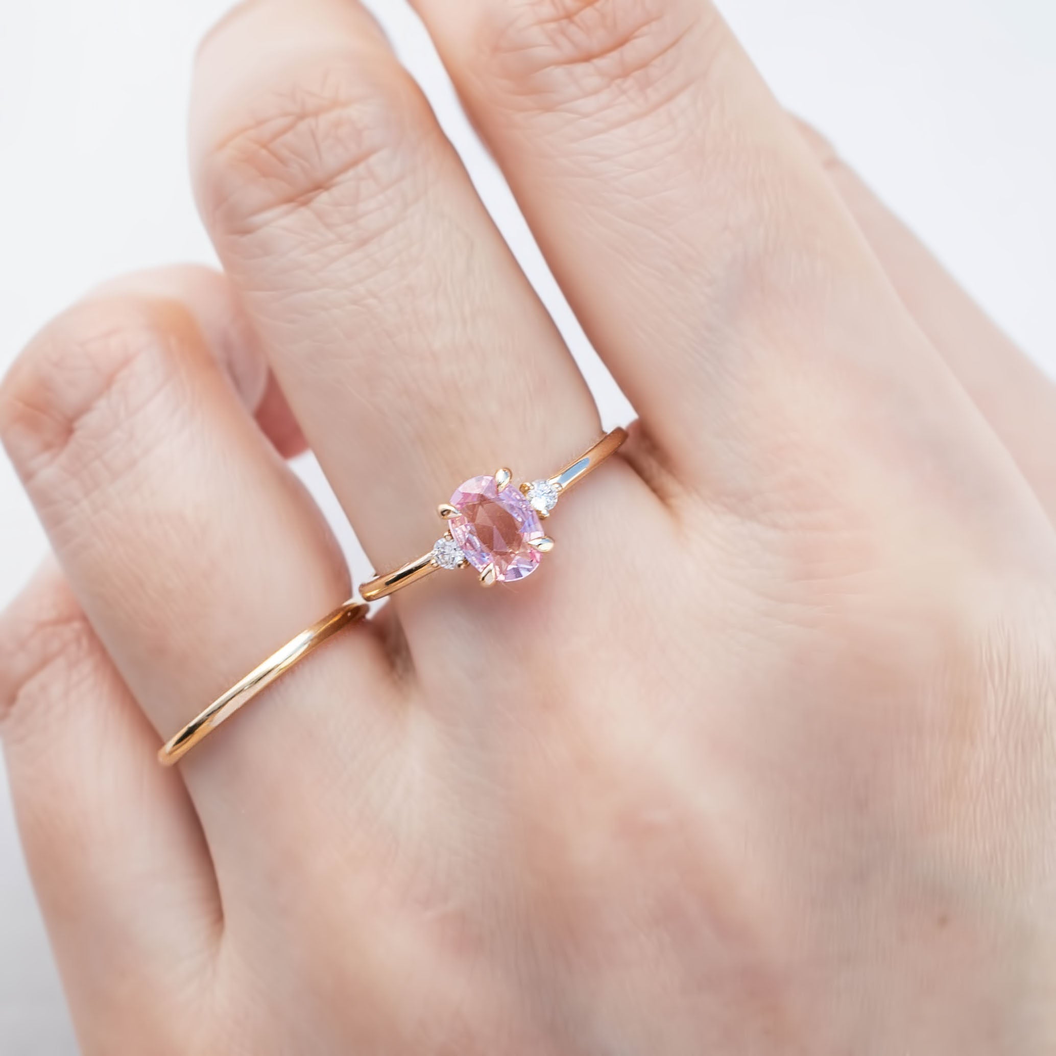 【即日配送】エミリーリング ・0.72ct・非加熱マダガスカル産ライトピンクサファイア・K14YG