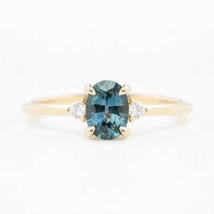 【一点物】エミリーリング ・0.84ct・加熱モンタナ産ブルーグリーンサファイア・K14YG