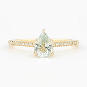 Maria Ring Pear Cut Light Green Madagascar Sapphire, 14k Yellow Gold (One of a kind)