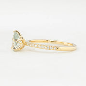 Maria Ring Pear Cut Light Green Madagascar Sapphire, 14k Yellow Gold (One of a kind)