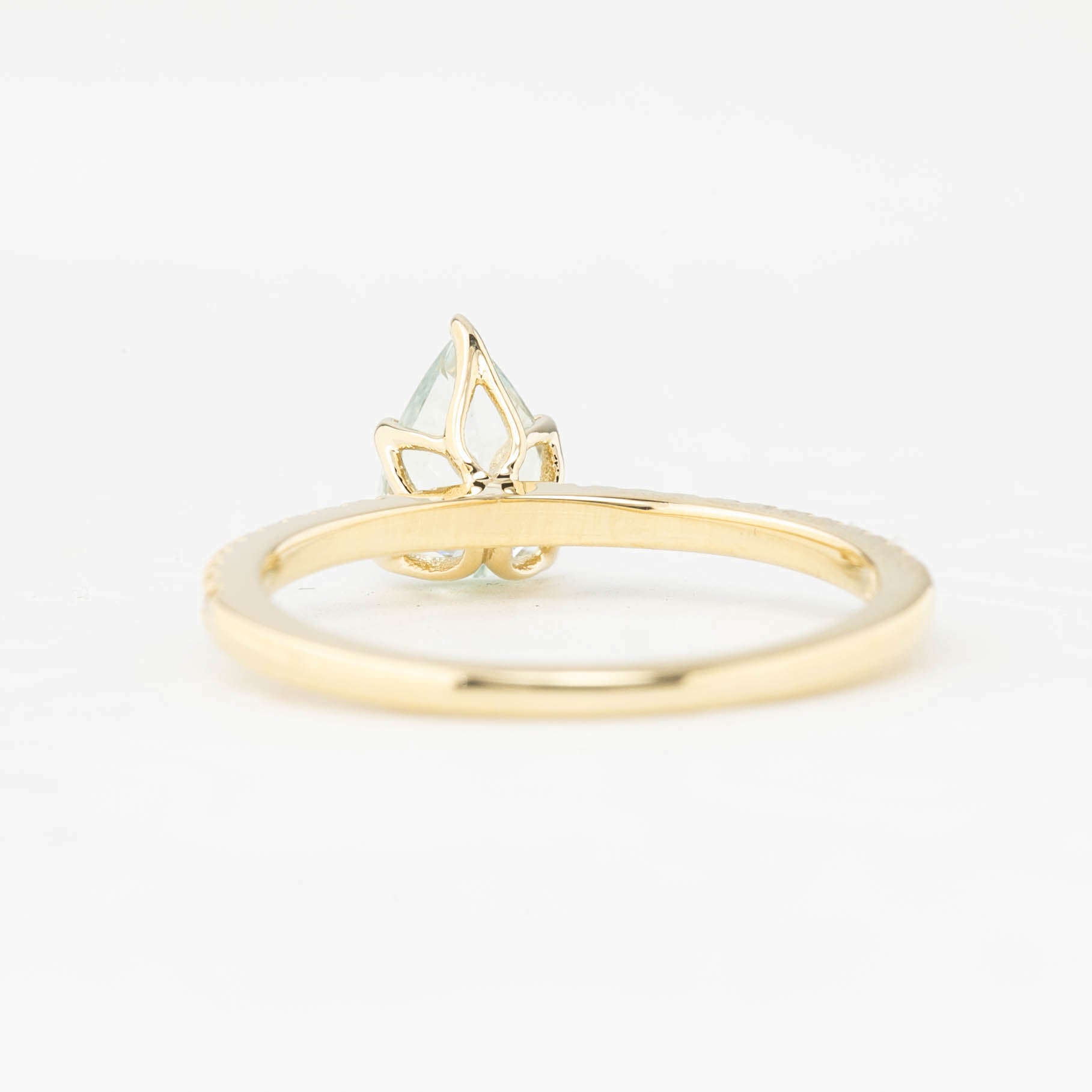 Maria Ring Pear Cut Light Green Madagascar Sapphire, 14k Yellow Gold (One of a kind)
