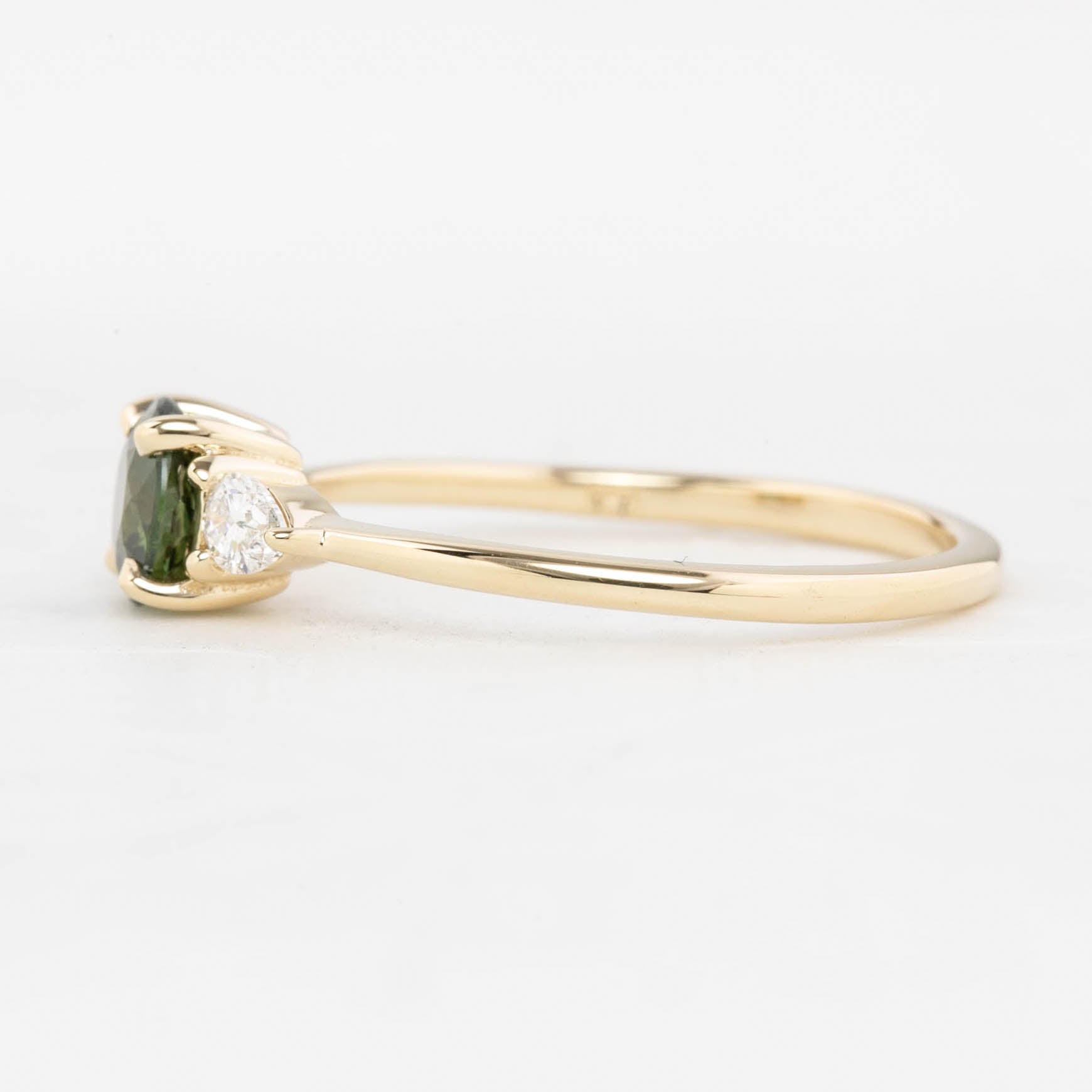 Olivia Ring 0.76ct Green Queensland Sapphire Ring, 14k Yellow Gold (One of a kind)