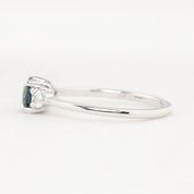 【一点物】オリヴィアリング ・0.66ct・加熱クイーンズランド産ブルーグリーンサファイア・K14WG