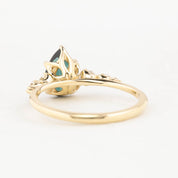 Estel Fleur Ring Peacock Green Pear Tourmaline, 14K Yellow Gold (One of a kind)