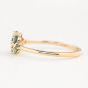 Seven Stones Green Sapphire Stardust Cluster Ring, 14k Gold