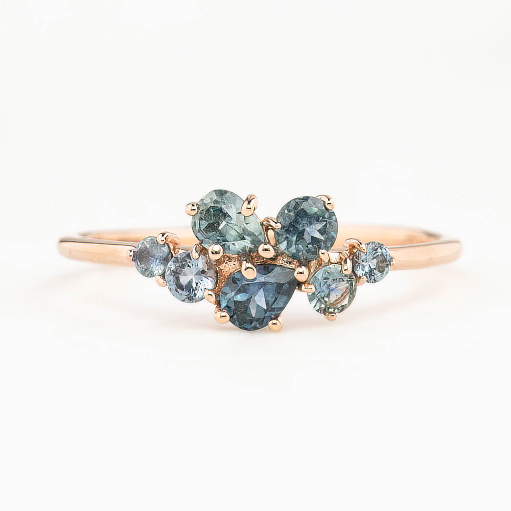 Seven Stones Stardust Cluster Ring, 14k rose gold