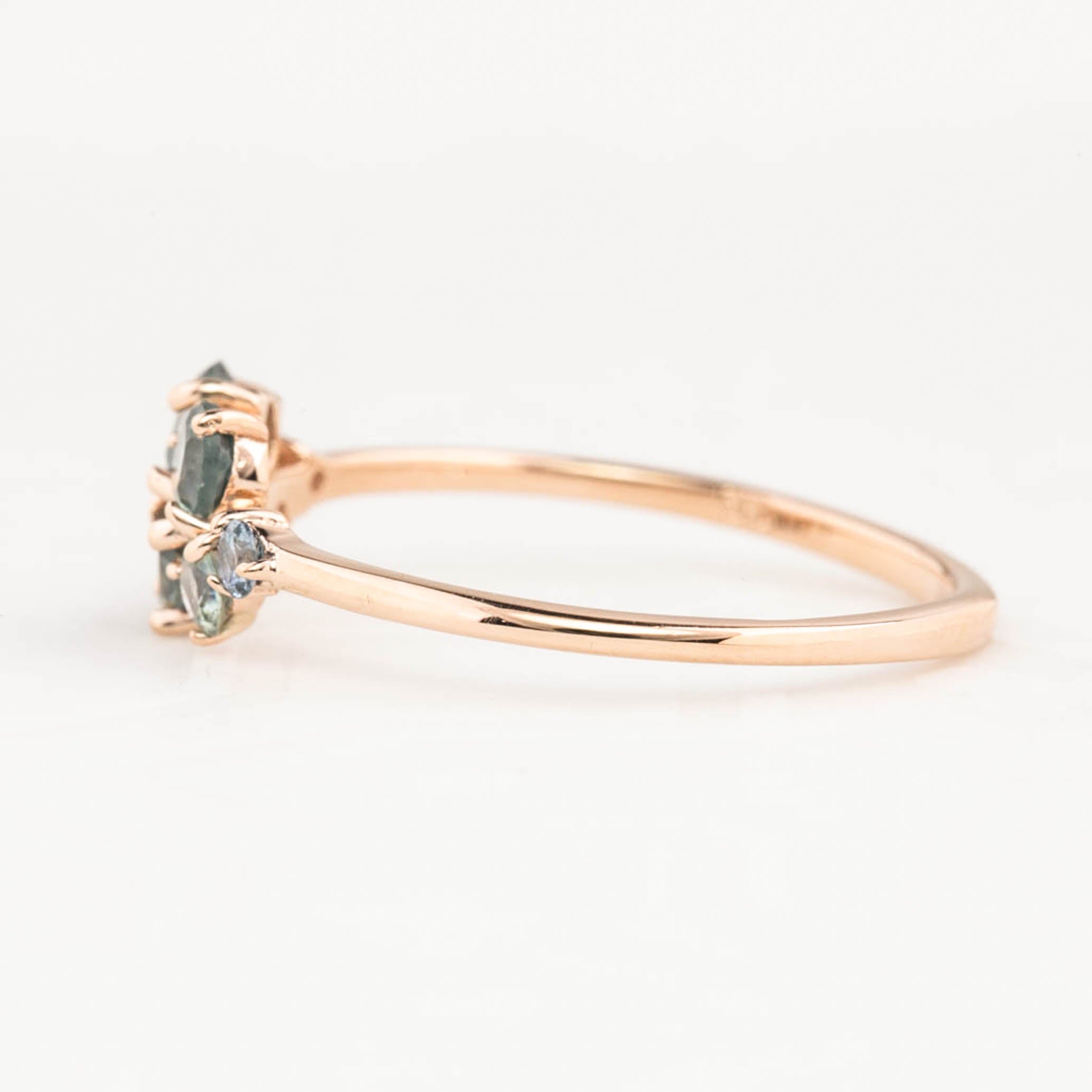 Seven Stones Stardust Cluster Ring, 14k rose gold