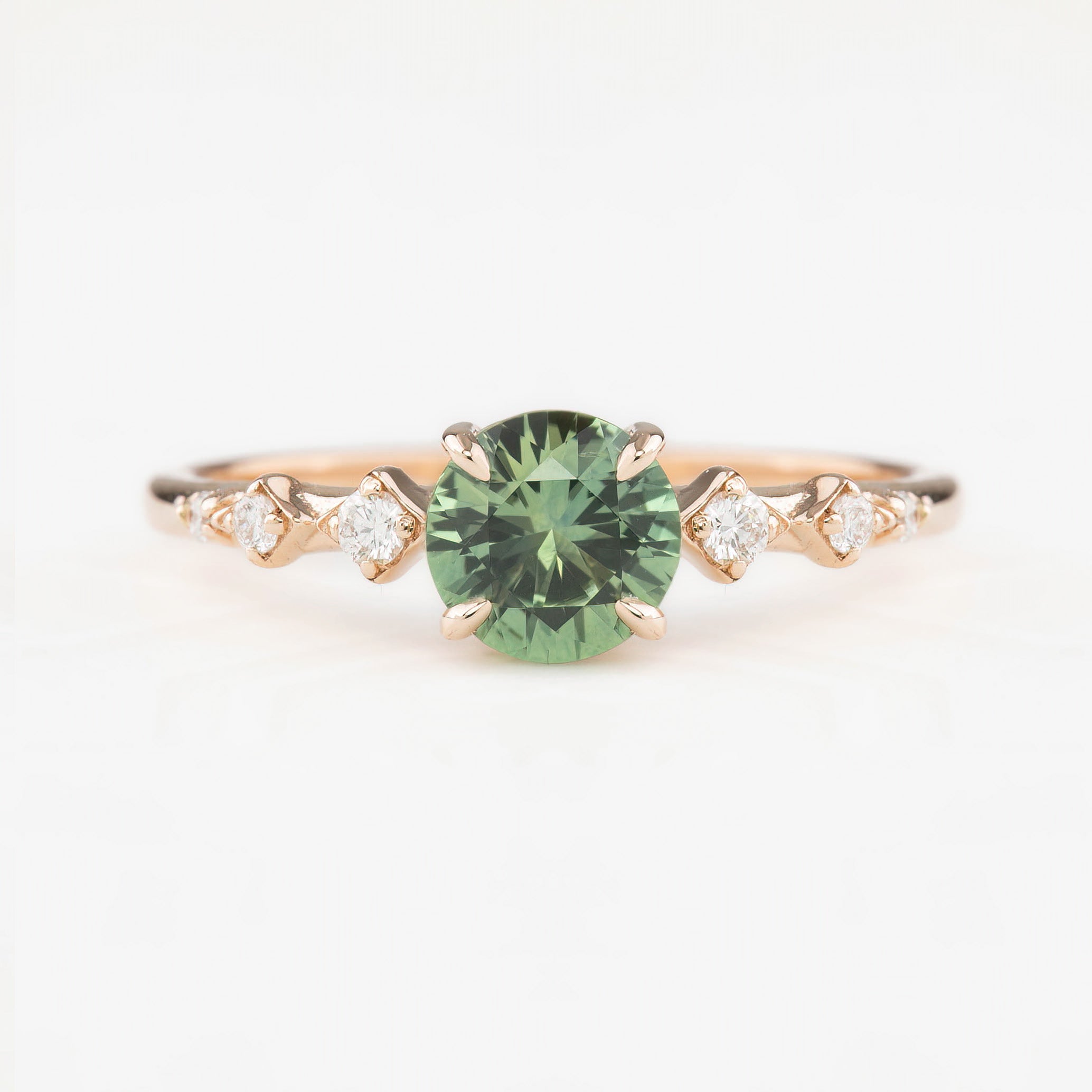 Celeste Ring 0.85ct Light Green Montana Sapphire, 14K Rose Gold (One of a kind)