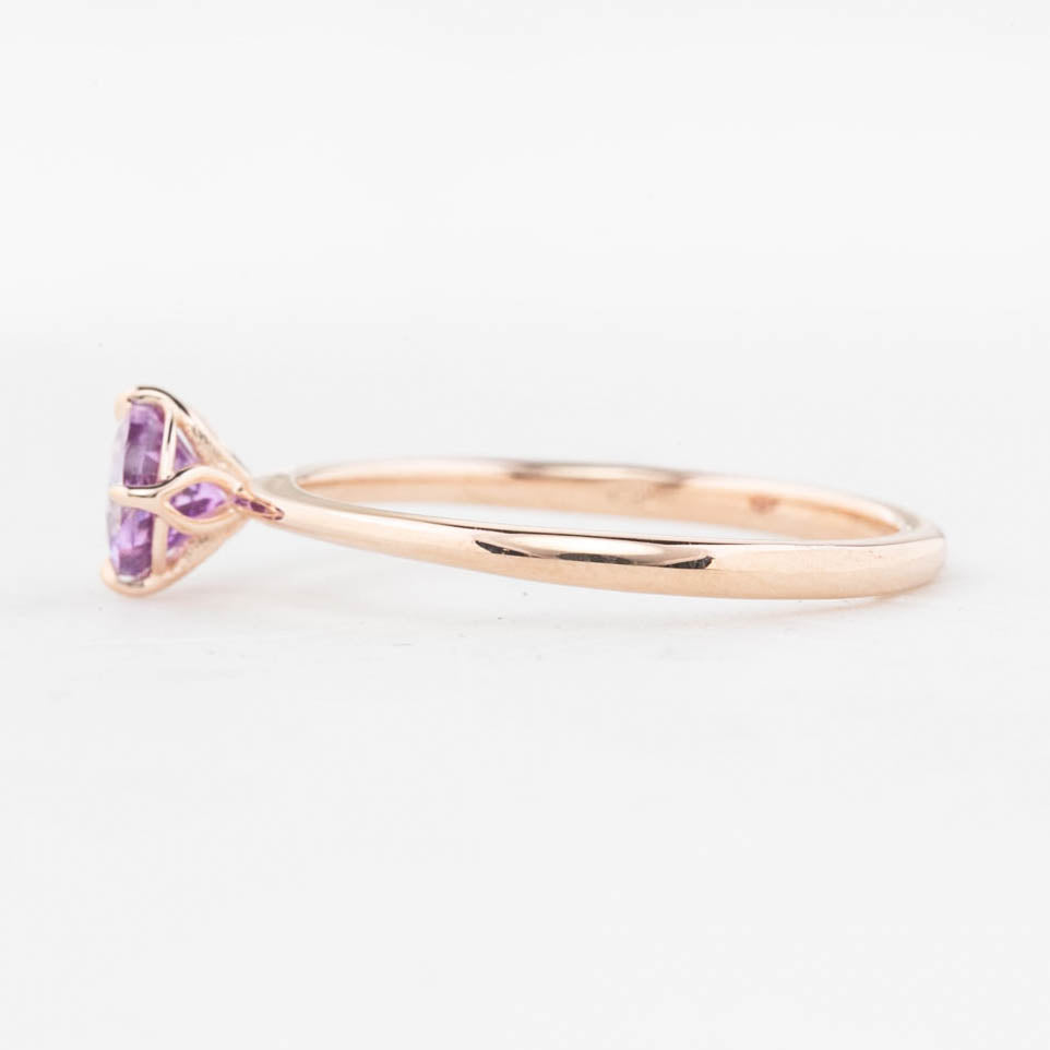 Alice Ring 0.67ct Pink Purple Tanzania Sapphire, 14K Rose Gold (One of a kind)