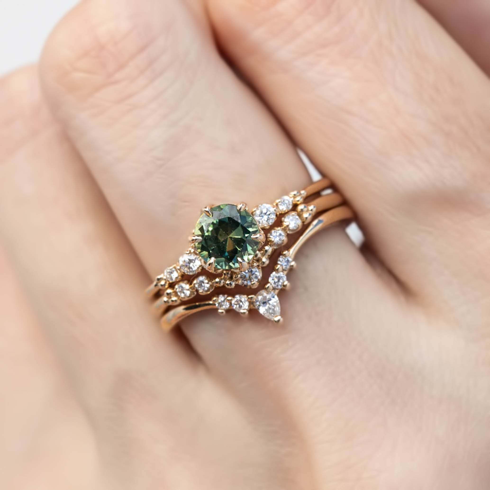 【即日配送】エステルフルールリング ・1.04ct・加熱モンタナ産グリーンサファイア・K14YG
