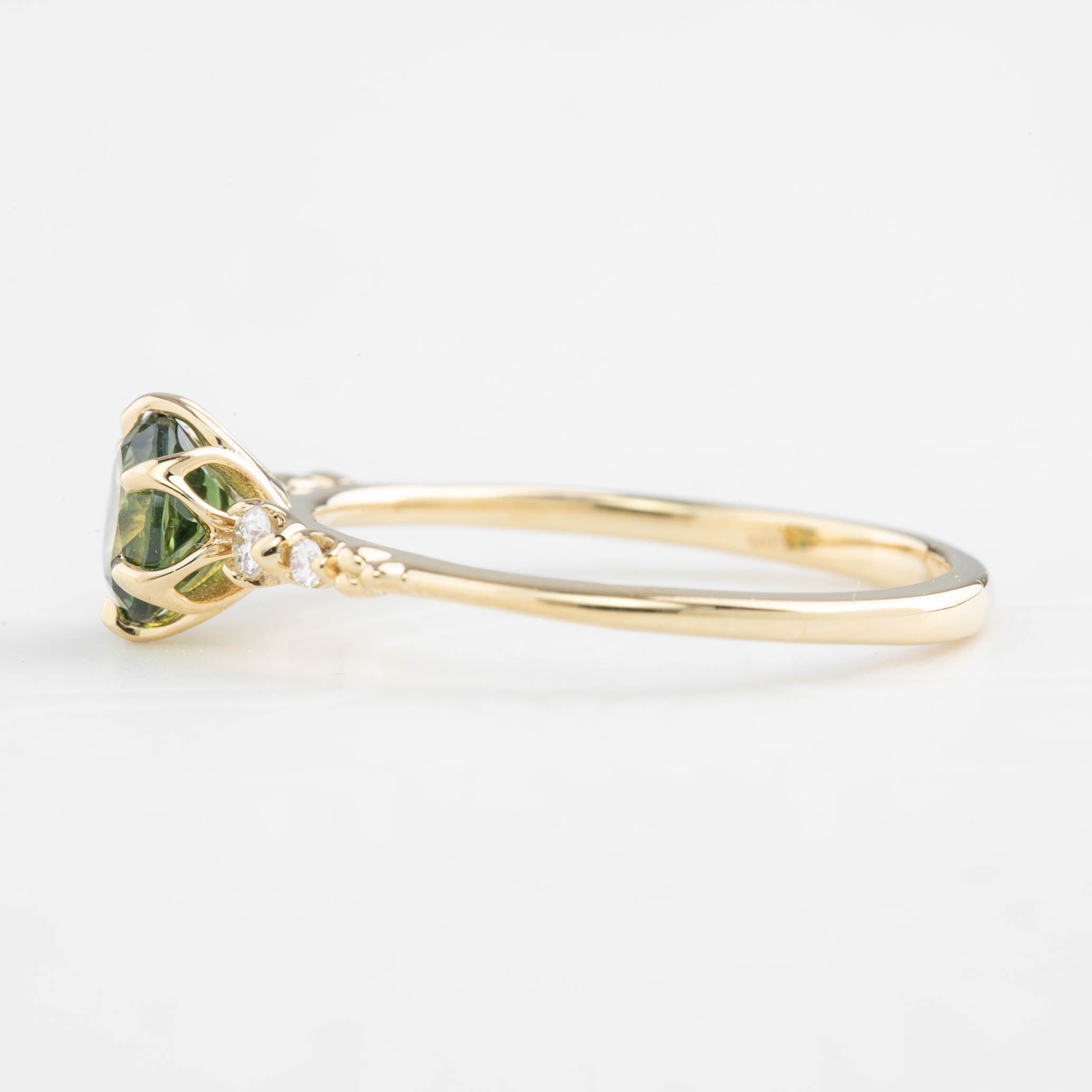 【即日配送】エステルフルールリング ・1.04ct・加熱モンタナ産グリーンサファイア・K14YG