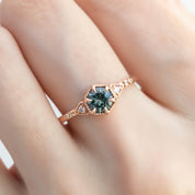 【一点物】アガサリング ・0.71ct・加熱モンタナ産ブルーグリーンサファイア・K14RG