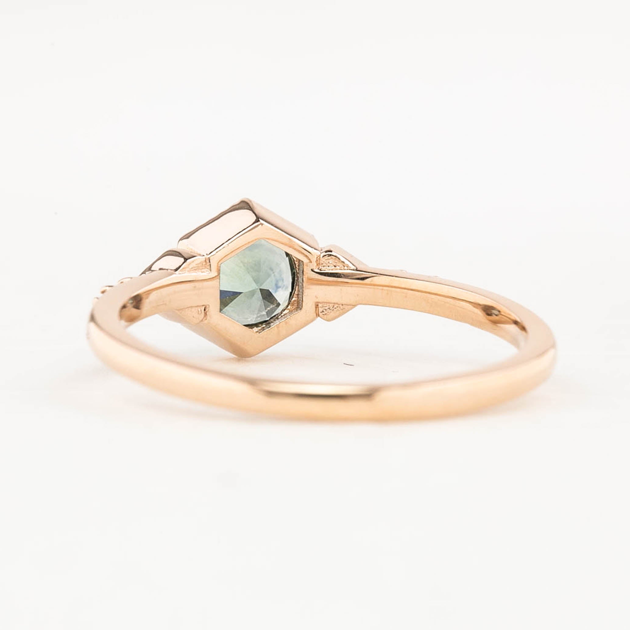 【一点物】アガサリング ・0.71ct・加熱モンタナ産ブルーグリーンサファイア・K14RG