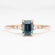 Estel Fleur Four Prongs Ring 1.09ct Blue Green Montana Sapphire, 14K Rose Gold (One of a kind)