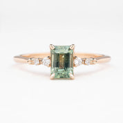 Estel Fleur Four Prongs Ring 1.11ct Light Blue Green Montana Sapphire, 14K Rose Gold (One of a kind)