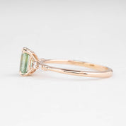 Estel Fleur Four Prongs Ring 1.11ct Light Blue Green Montana Sapphire, 14K Rose Gold (One of a kind)