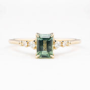 Estel Fleur Four Prongs Ring 0.99ct Green Montana Sapphire, 14K Yellow Gold (One of a kind)