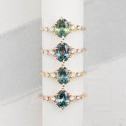 Estel Fleur Six Prongs Ring 1.41ct Blue Green Oval Montana Sapphire, 14K Rose Gold (One of a kind)