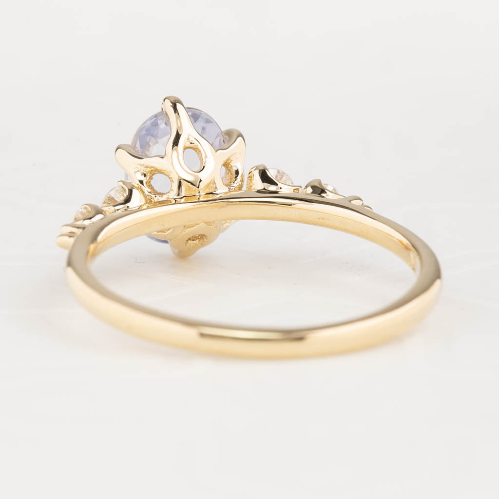【即日配送】エステルフルールリング ・1.36ct・非加熱ラベンダーブルーサファイア・K14YG