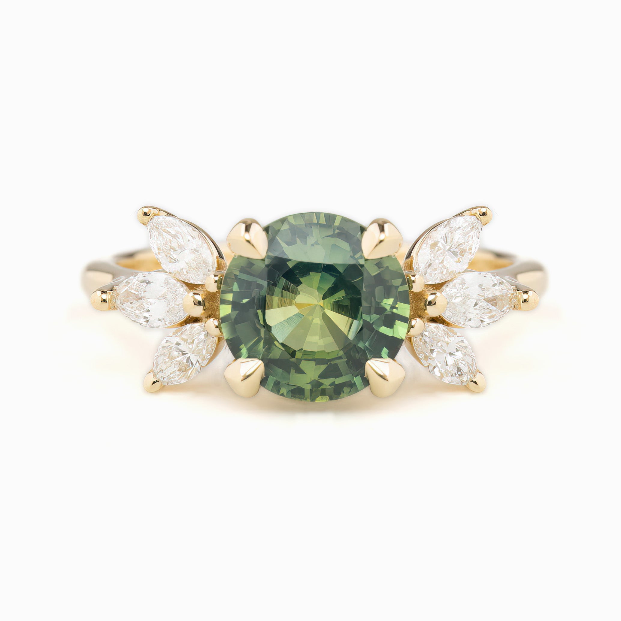 【即日配送】ノヴァリング ・2.03ct・非加熱マダガスカル産ブルーグリーンサファイア・K14YG