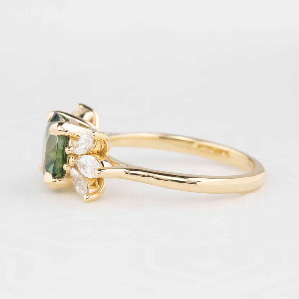 【即日配送】ノヴァリング ・2.03ct・非加熱マダガスカル産ブルーグリーンサファイア・K14YG