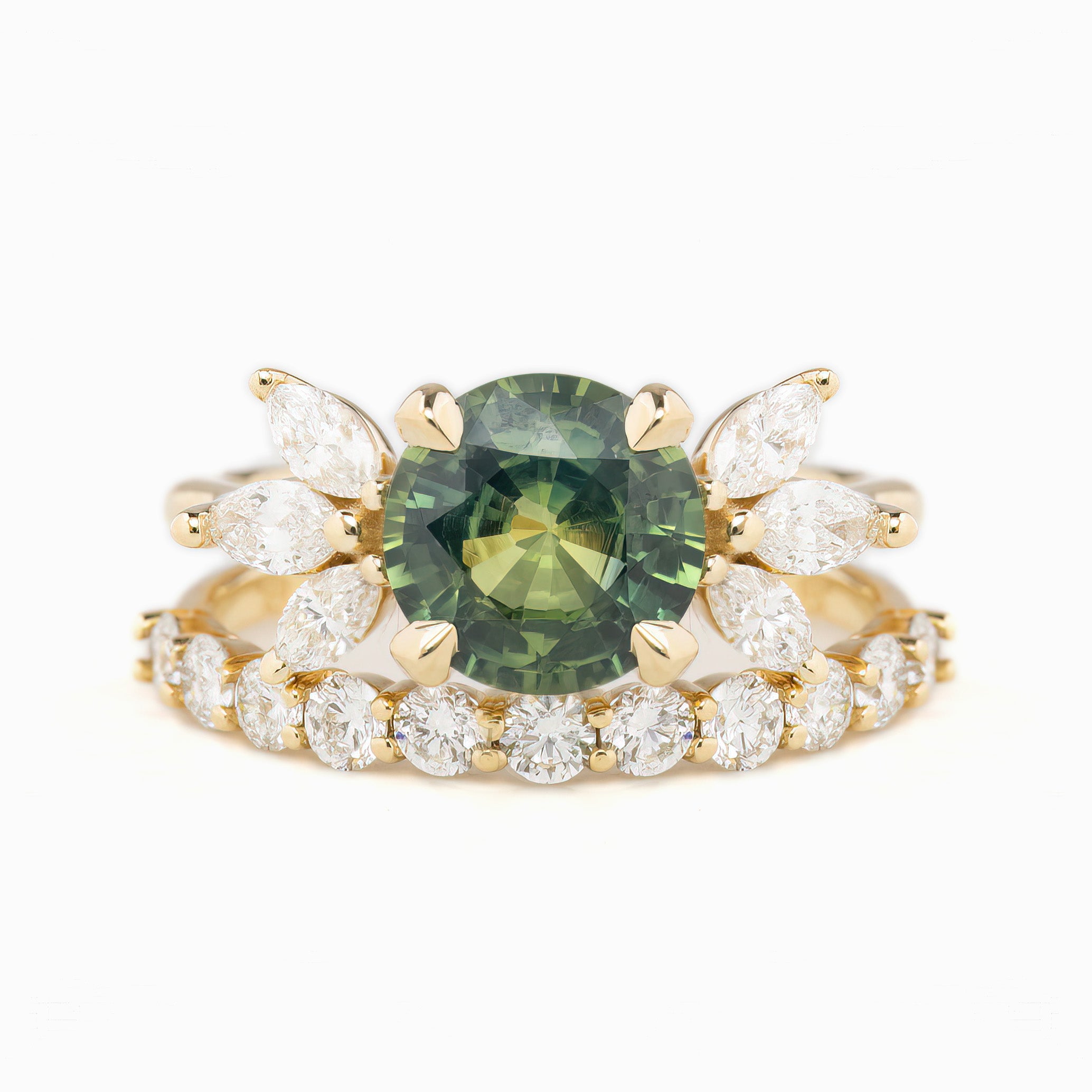 【即日配送】ノヴァリング ・2.03ct・非加熱マダガスカル産ブルーグリーンサファイア・K14YG
