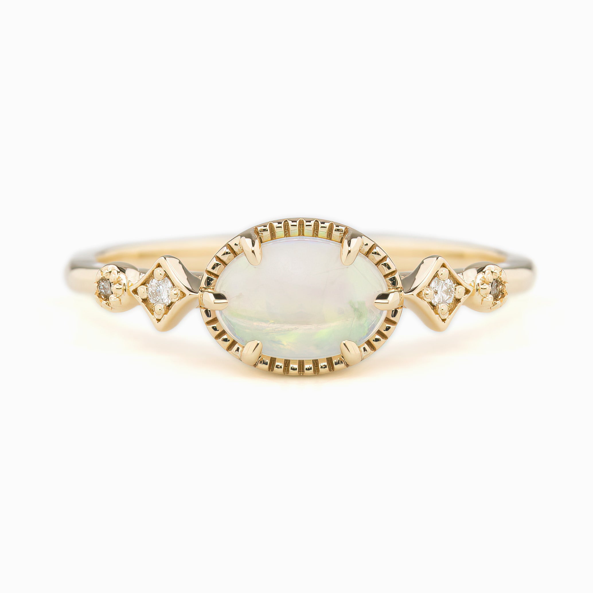 Stella Ring 0.30ct Rainbow Opal, 14K Yellow Gold (One of a kind)