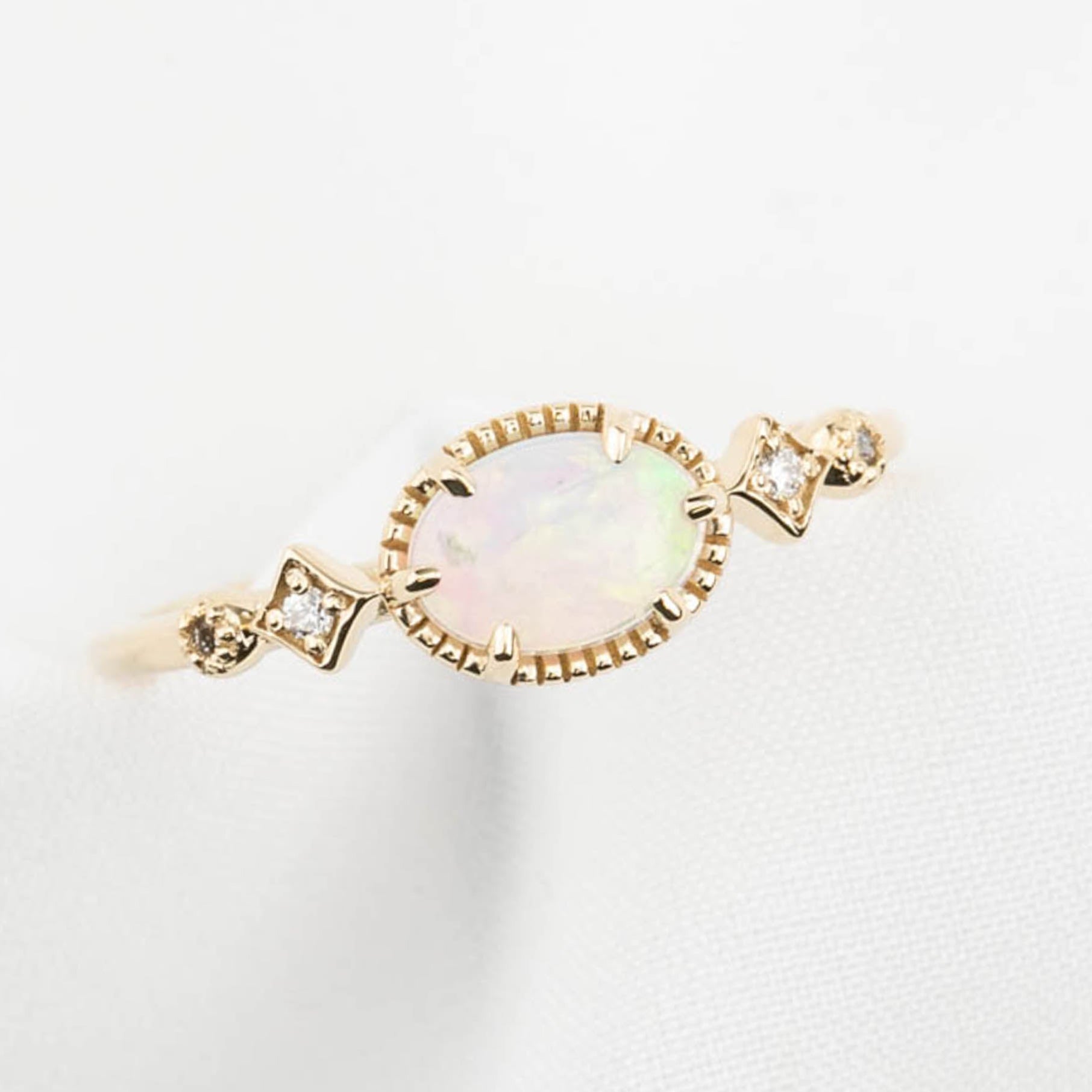 Stella Ring 0.30ct Rainbow Opal, 14K Yellow Gold (One of a kind)