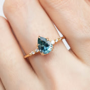 Estel Fleur Ring 1.41ct Blue Green Montana Sapphire, 14K Yellow Gold (One of a kind)