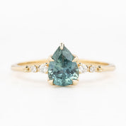 Estel Fleur Ring 1.41ct Blue Green Montana Sapphire, 14K Yellow Gold (One of a kind)