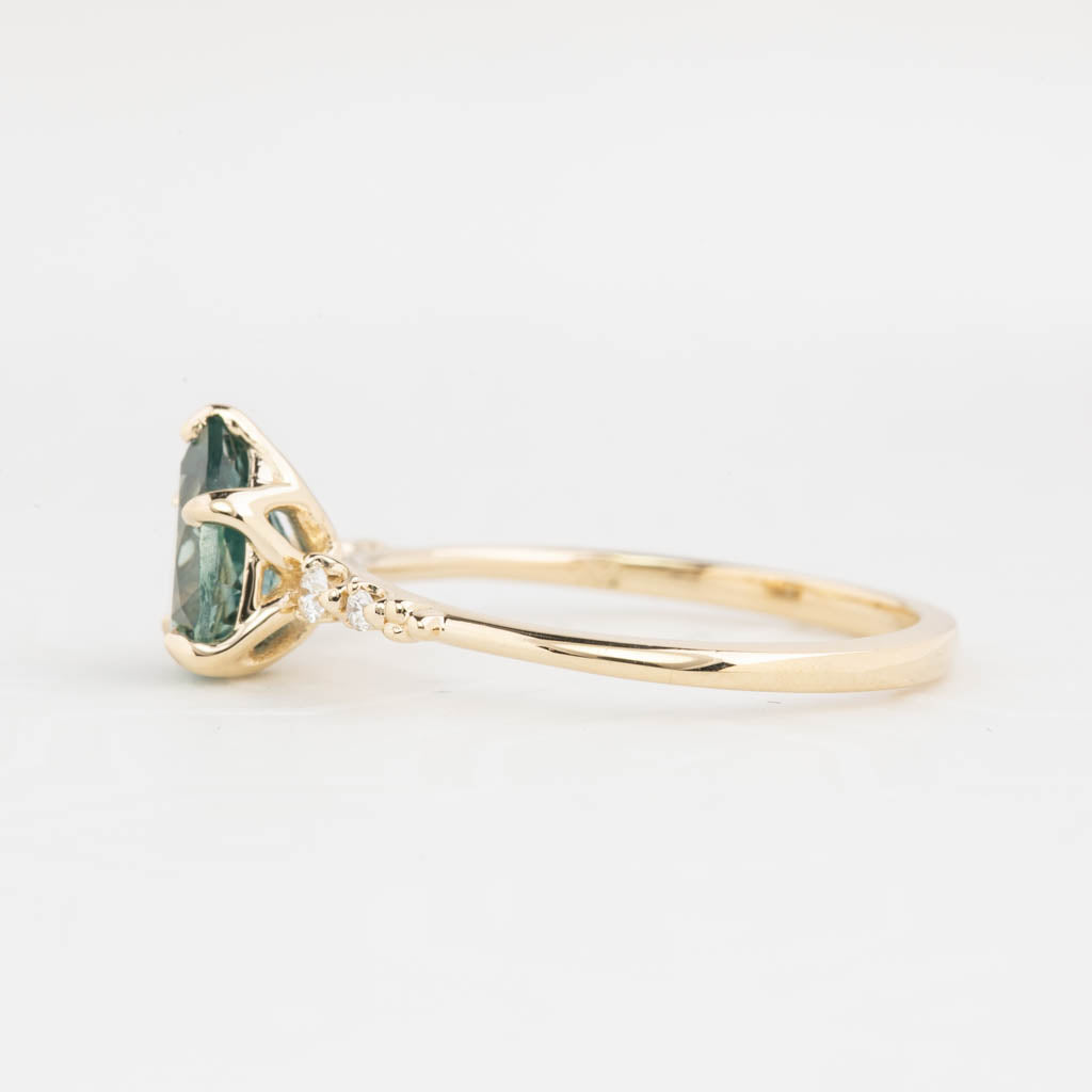 Estel Fleur Ring 0.96ct Blue Montana Sapphire, 14K Yellow Gold (One of a kind)