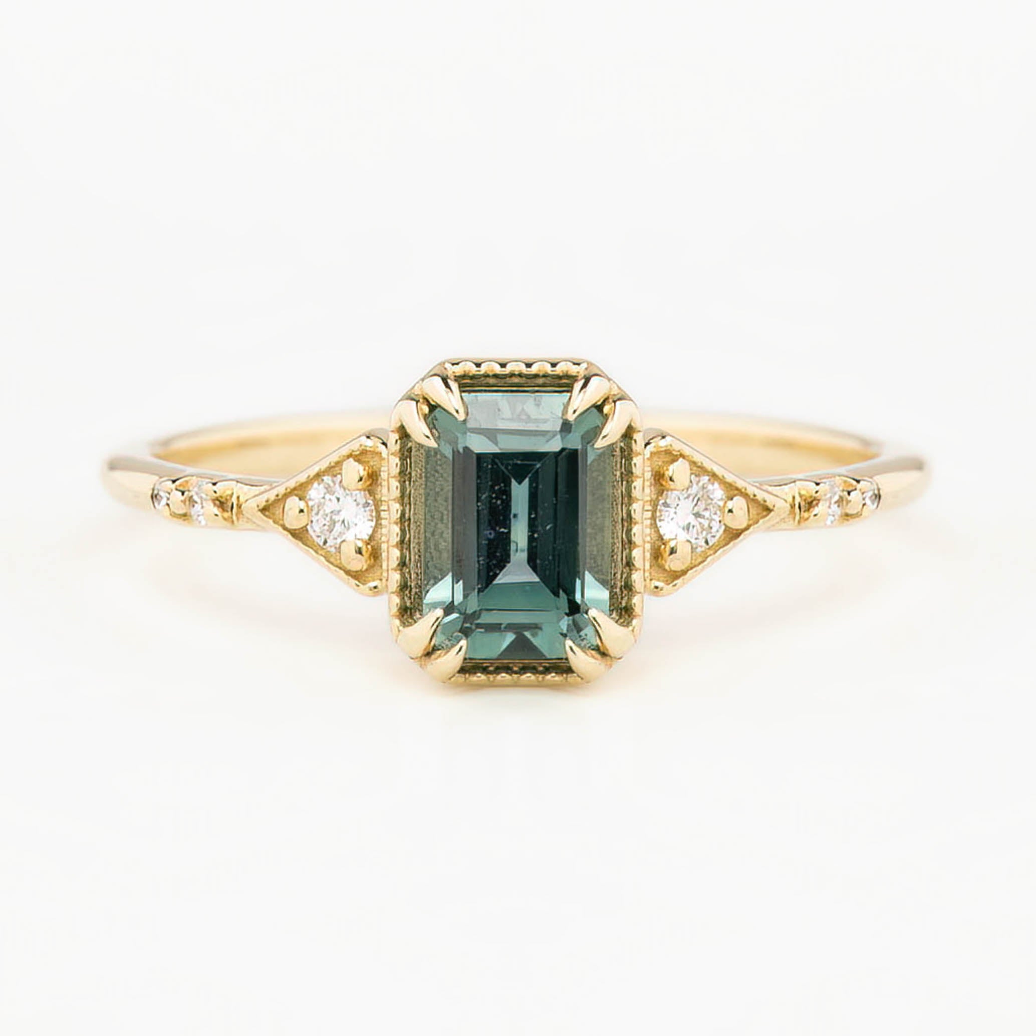Agatha Ring 1.21ct Blue Montana Emerald Cut Sapphire, 14K Yellow Gold (One of a kind)