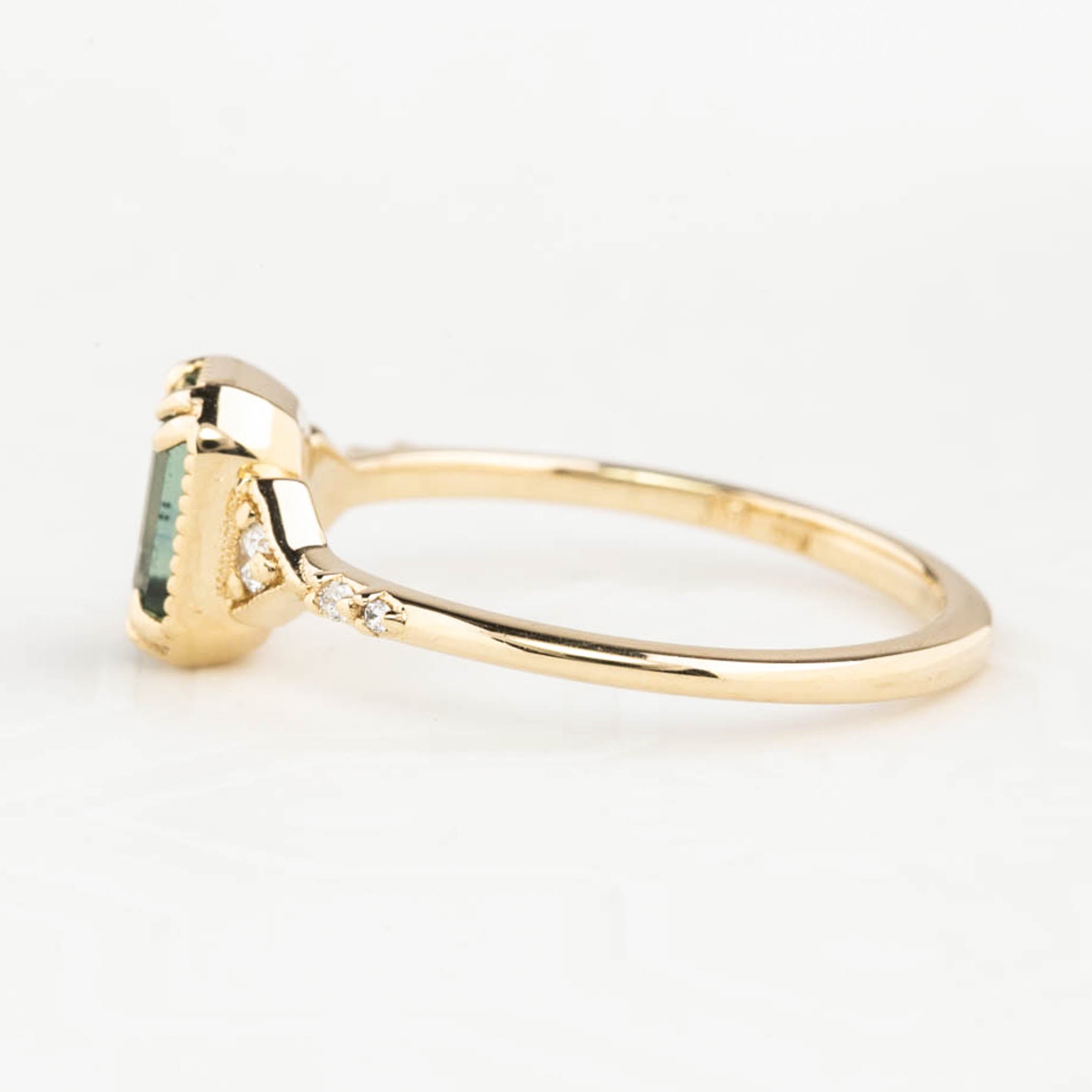 Agatha Ring 1.21ct Blue Montana Emerald Cut Sapphire, 14K Yellow Gold (One of a kind)