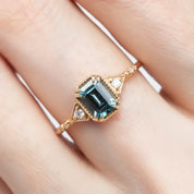 Agatha Ring 1.21ct Blue Montana Emerald Cut Sapphire, 14K Yellow Gold (One of a kind)