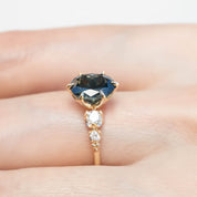 Estel Fleur Grand Ring, 2.46ct Unheated Teal Blue Queensland Sapphire