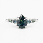 Estel Fleur Ring, 1.05ct Green Montana Sapphire, 14K White Gold (One of a kind)
