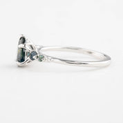 Estel Fleur Ring, 1.05ct Green Montana Sapphire, 14K White Gold (One of a kind)