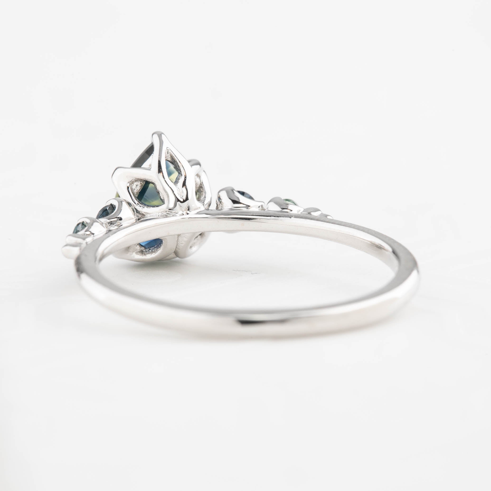 Estel Fleur Ring, 1.05ct Green Montana Sapphire, 14K White Gold (One of a kind)