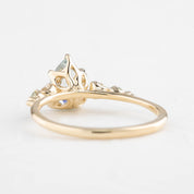 Estel Fleur Ring, 1.47ct Light Green Madagascar Sapphire, 14K Yellow Gold (One of a kind)