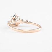 Estel Fleur Ring, 1.13ct Light Blue Green Pear Montana Sapphire, 14K Rose Gold (One of a kind)