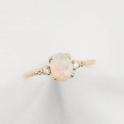 Estel Ring 0.6ct White Opal, 14K Yellow Gold (One of a kind)