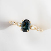 Wisteria Ring 1.17ct Deep Teal Blue Queensland Sapphire, 14K Yellow Gold (One of a kind)