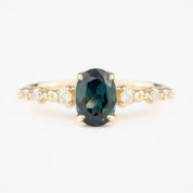 Wisteria Ring 1.17ct Deep Teal Blue Queensland Sapphire, 14K Yellow Gold (One of a kind)