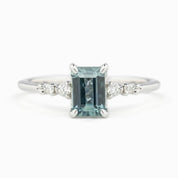 Estel Fleur Four Prongs Ring 1.04ct Light Blue Montana Sapphire, 14K White Gold (One of a kind)
