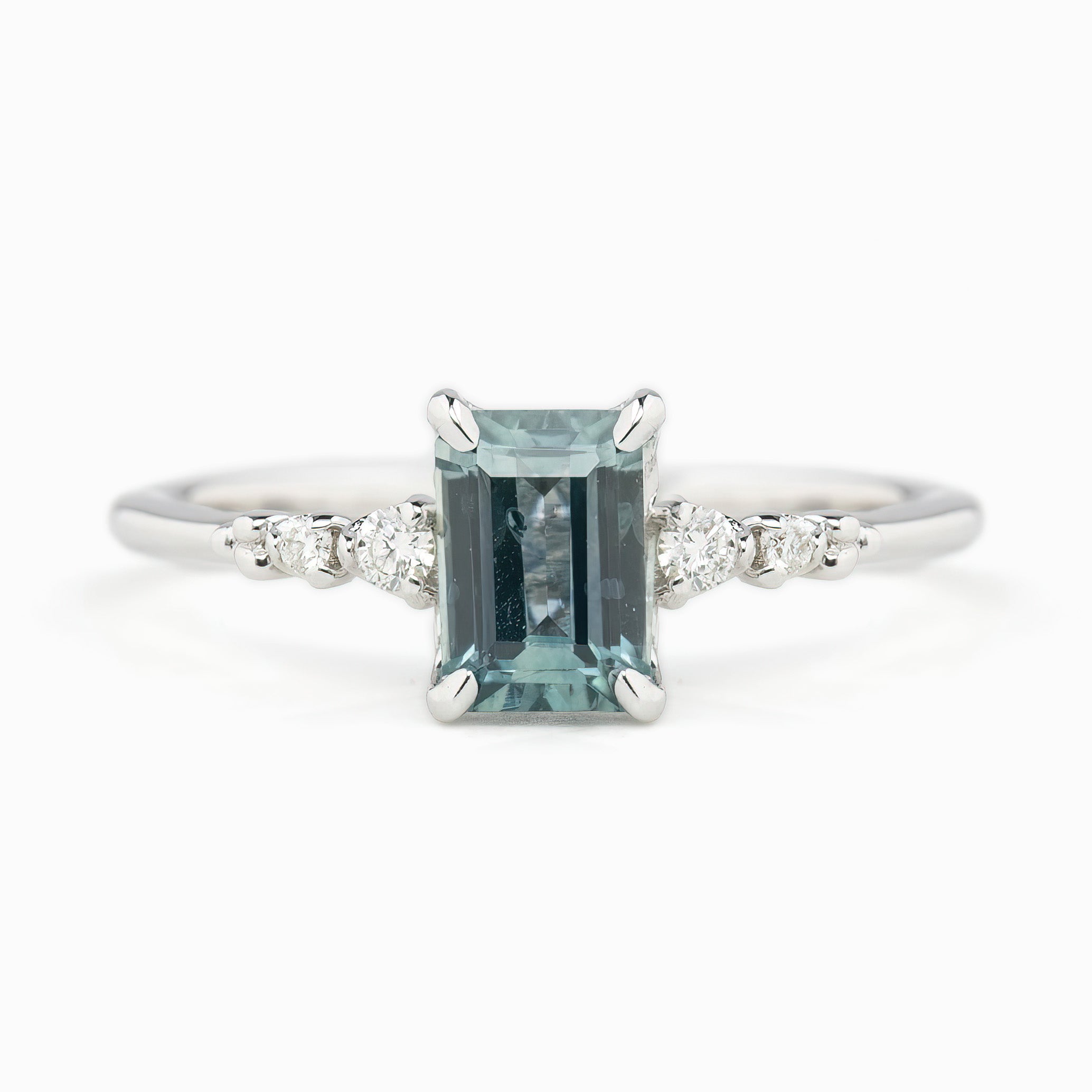 Estel Fleur Four Prongs Ring 1.04ct Light Blue Montana Sapphire, 14K White Gold (One of a kind)