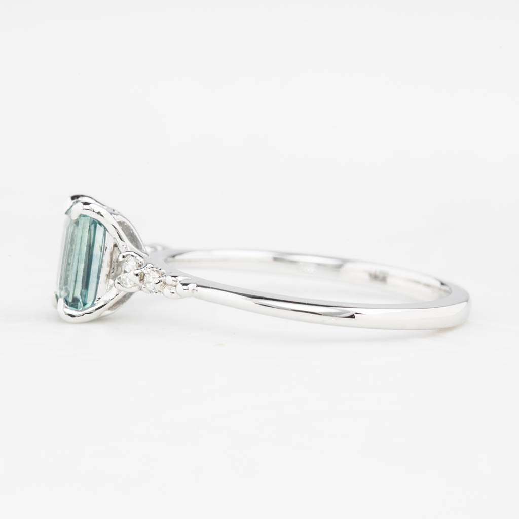 Estel Fleur Four Prongs Ring 1.04ct Light Blue Montana Sapphire, 14K White Gold (One of a kind)